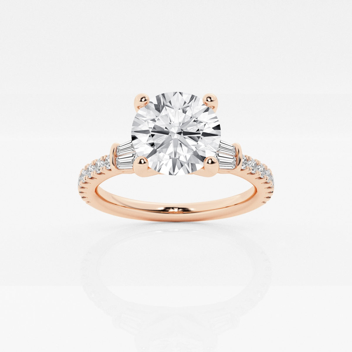 Naomi - Double Baguette Side Stones Engagement Ring