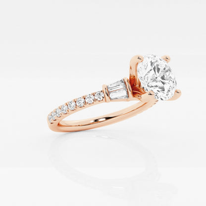 Naomi - Double Baguette Side Stones Engagement Ring