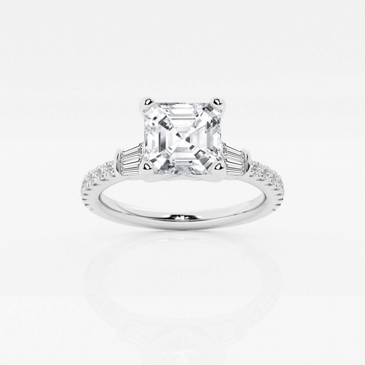 Naomi - Double Baguette Side Stones Engagement Ring