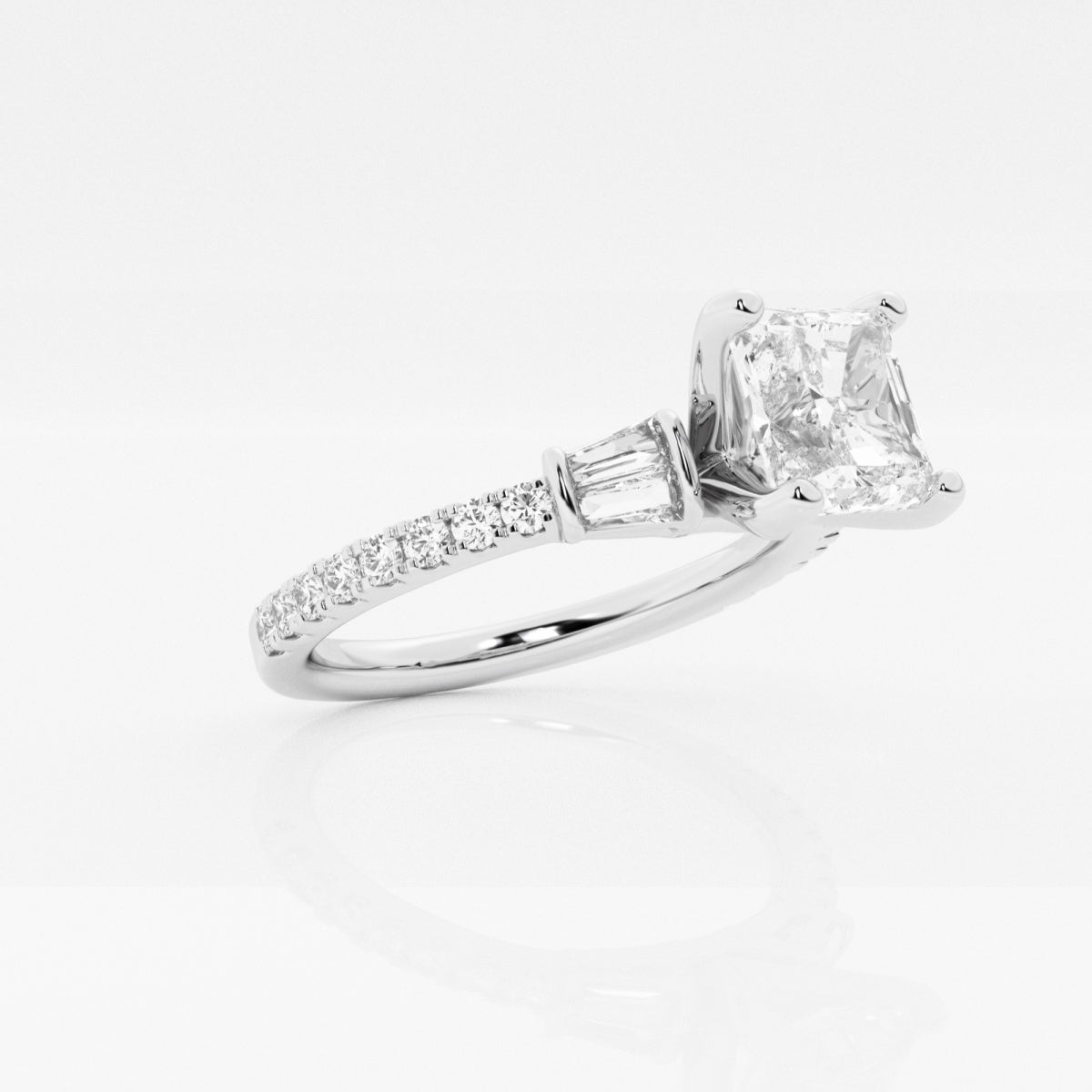 Naomi - Double Baguette Side Stones Engagement Ring