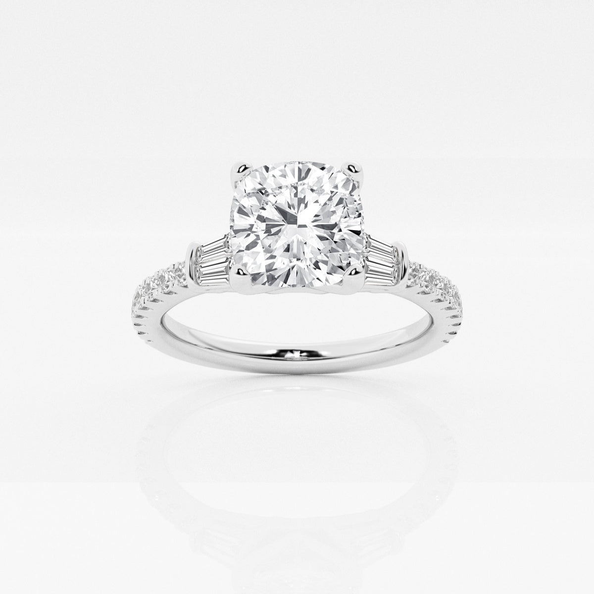 Naomi - Double Baguette Side Stones Engagement Ring