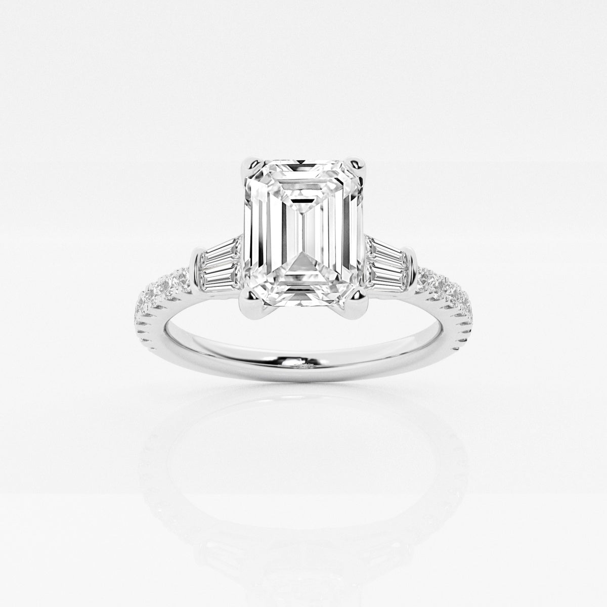 Naomi - Double Baguette Side Stones Engagement Ring