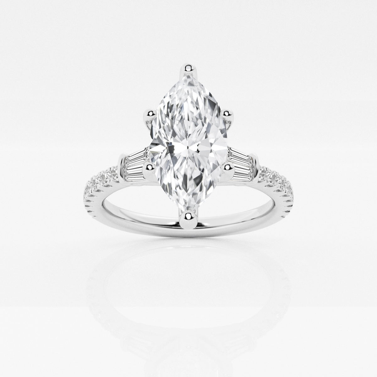 Naomi - Double Baguette Side Stones Engagement Ring