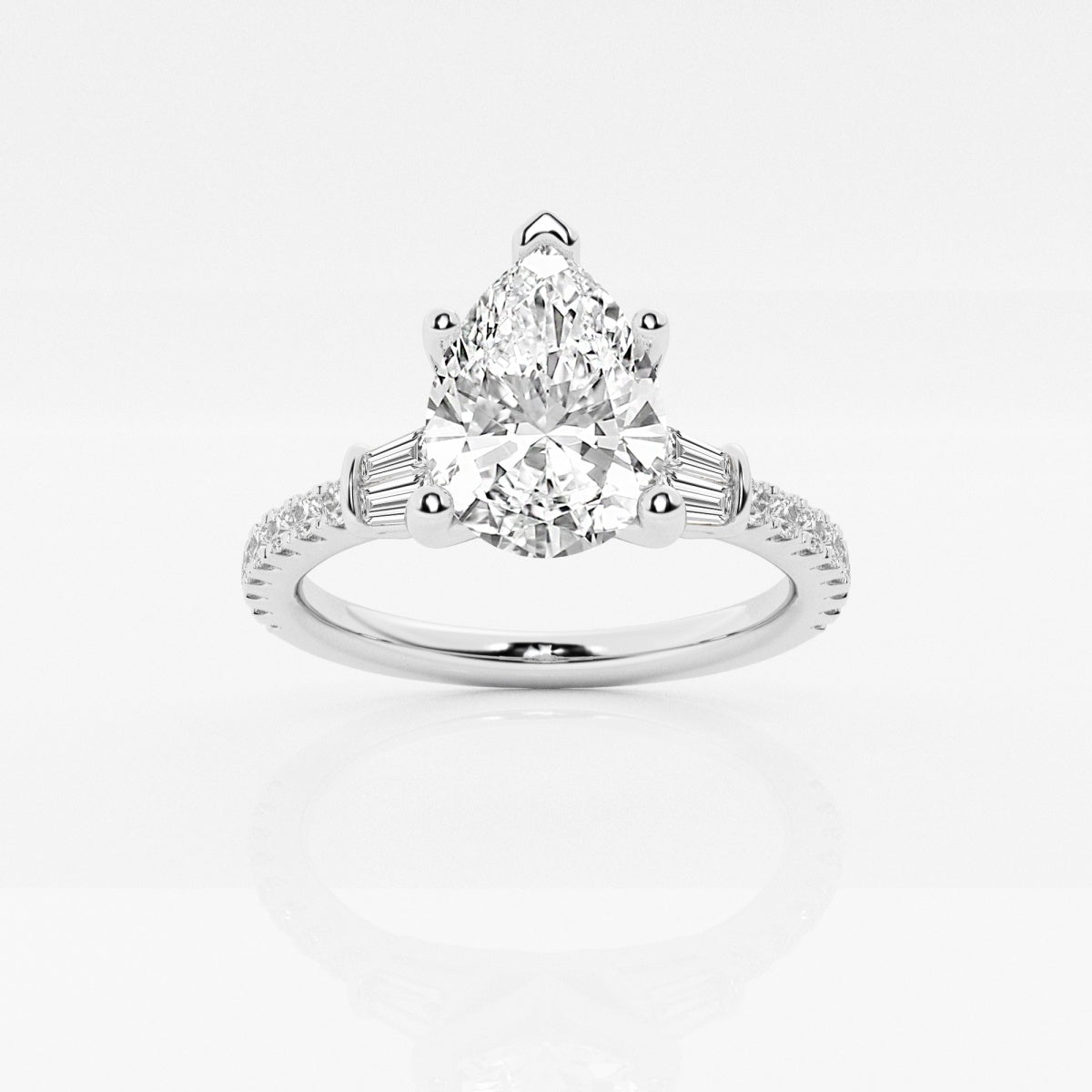 Naomi - Double Baguette Side Stones Engagement Ring