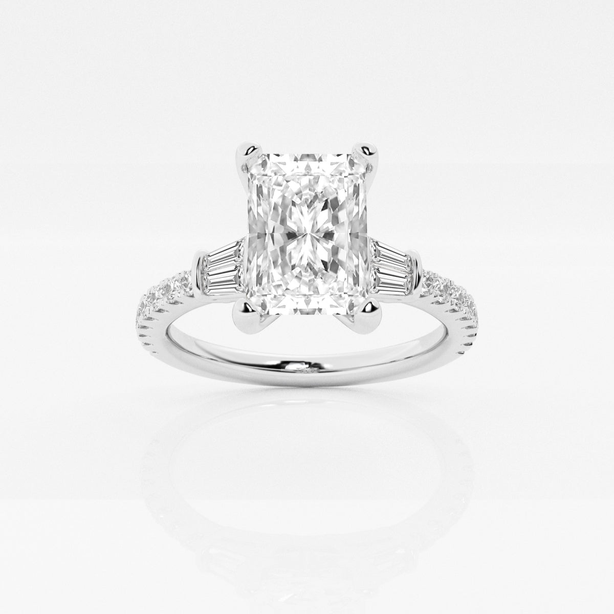 Naomi - Double Baguette Side Stones Engagement Ring