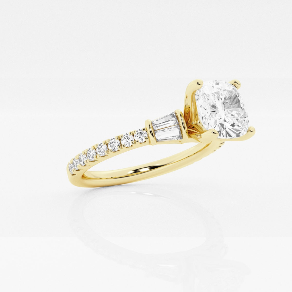 Naomi - Double Baguette Side Stones Engagement Ring