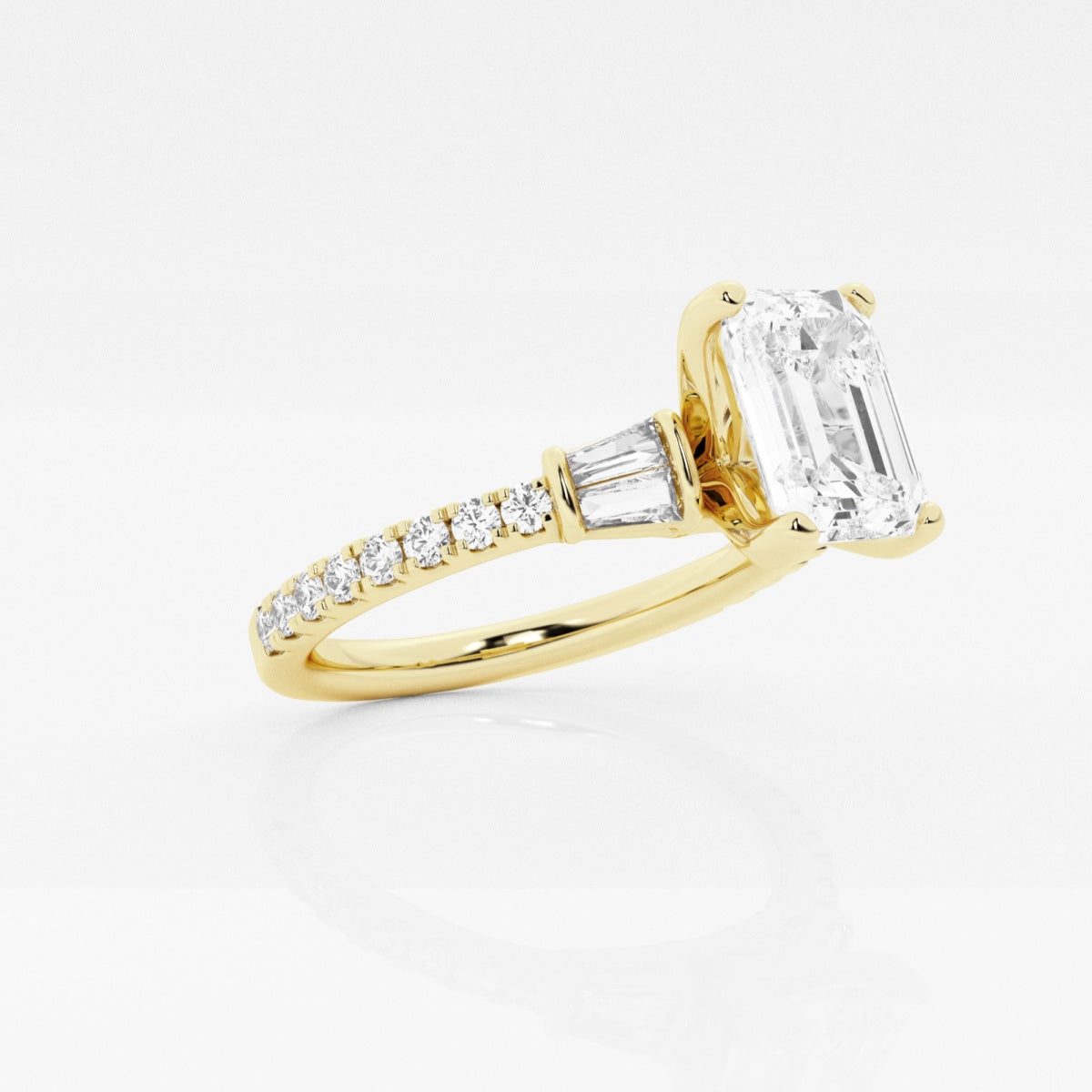 Naomi - Double Baguette Side Stones Engagement Ring