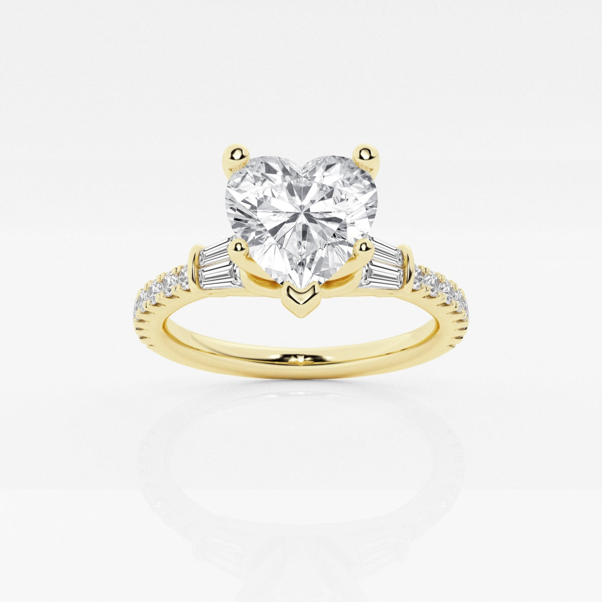 Naomi - Double Baguette Side Stones Engagement Ring