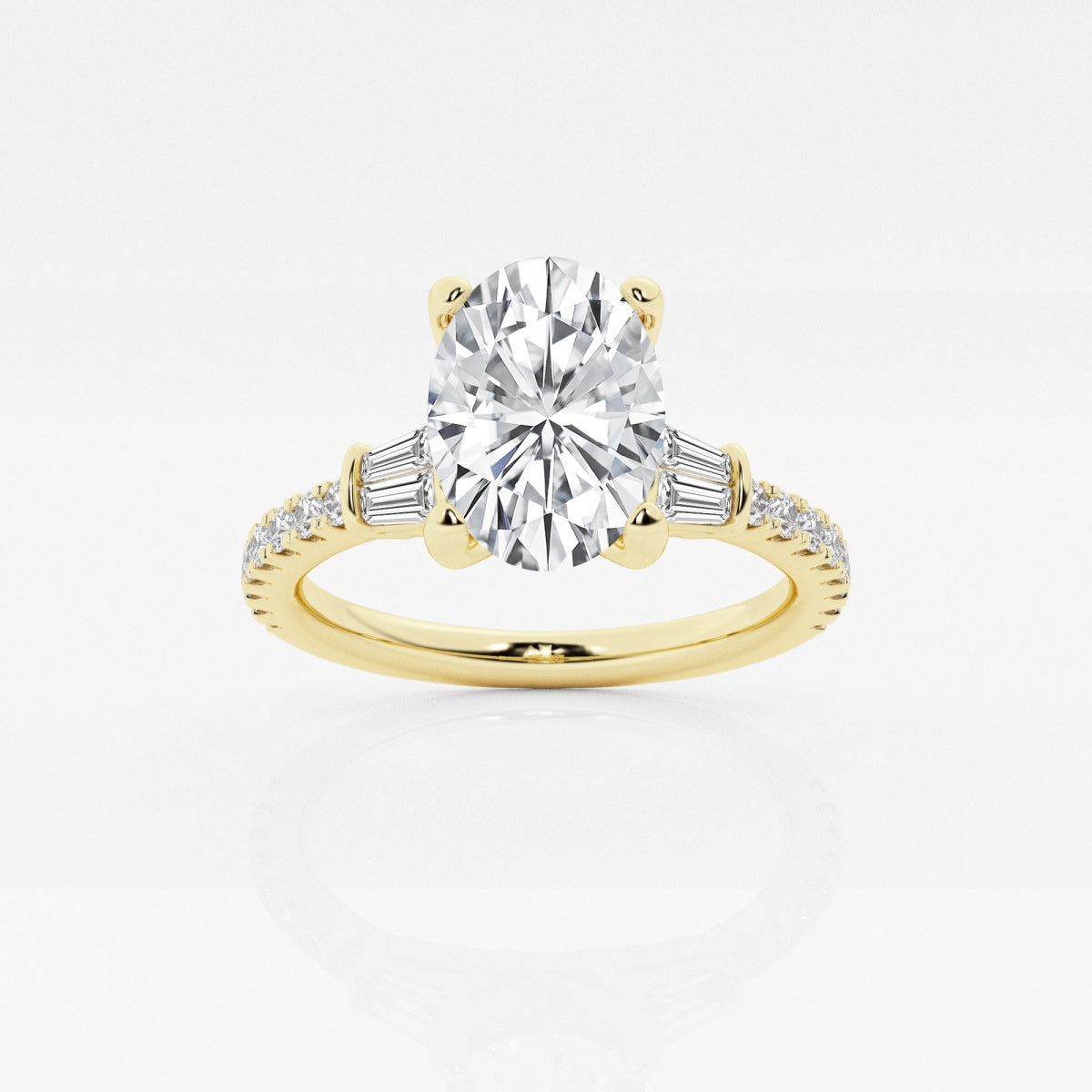 Naomi - Double Baguette Side Stones Engagement Ring