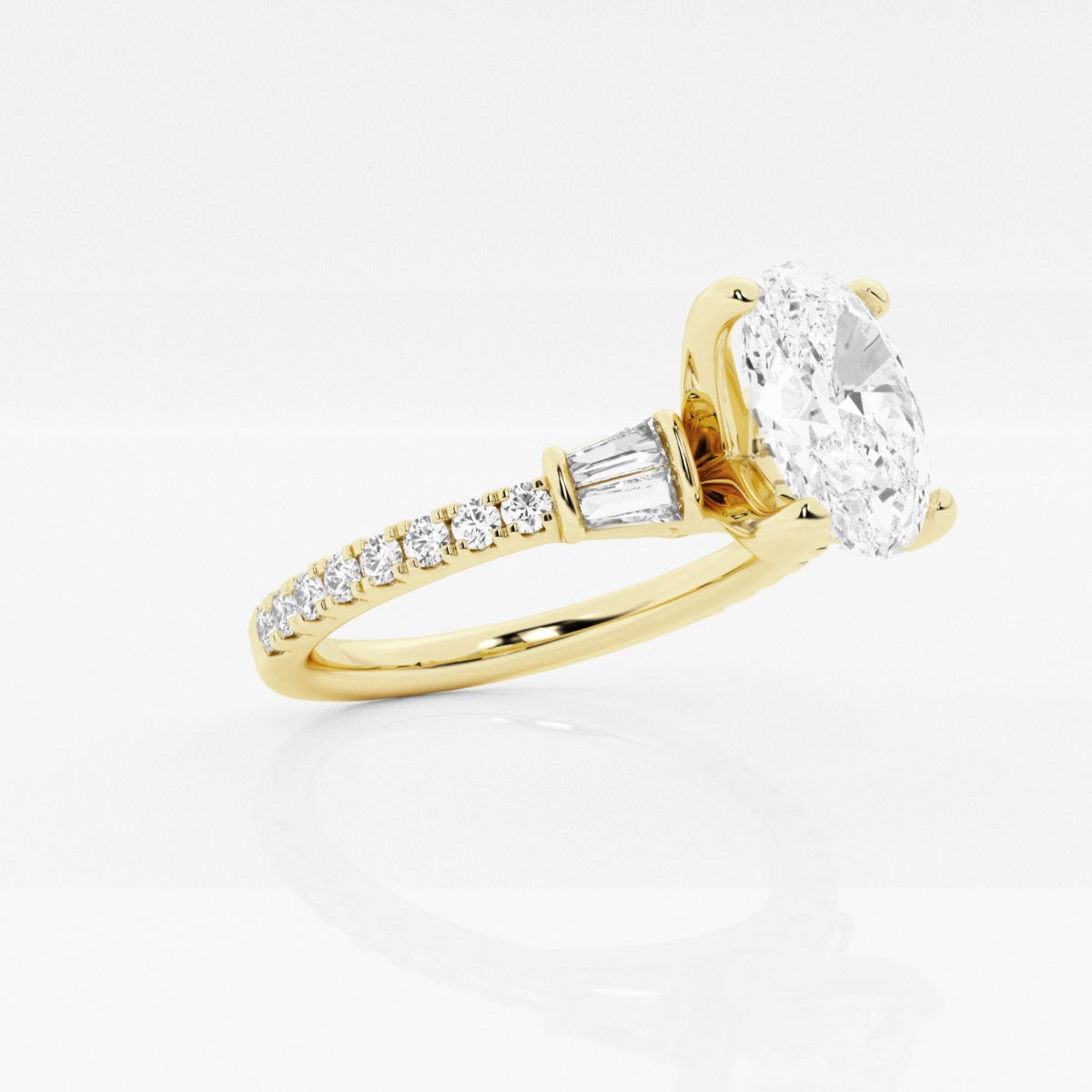 Naomi - Double Baguette Side Stones Engagement Ring