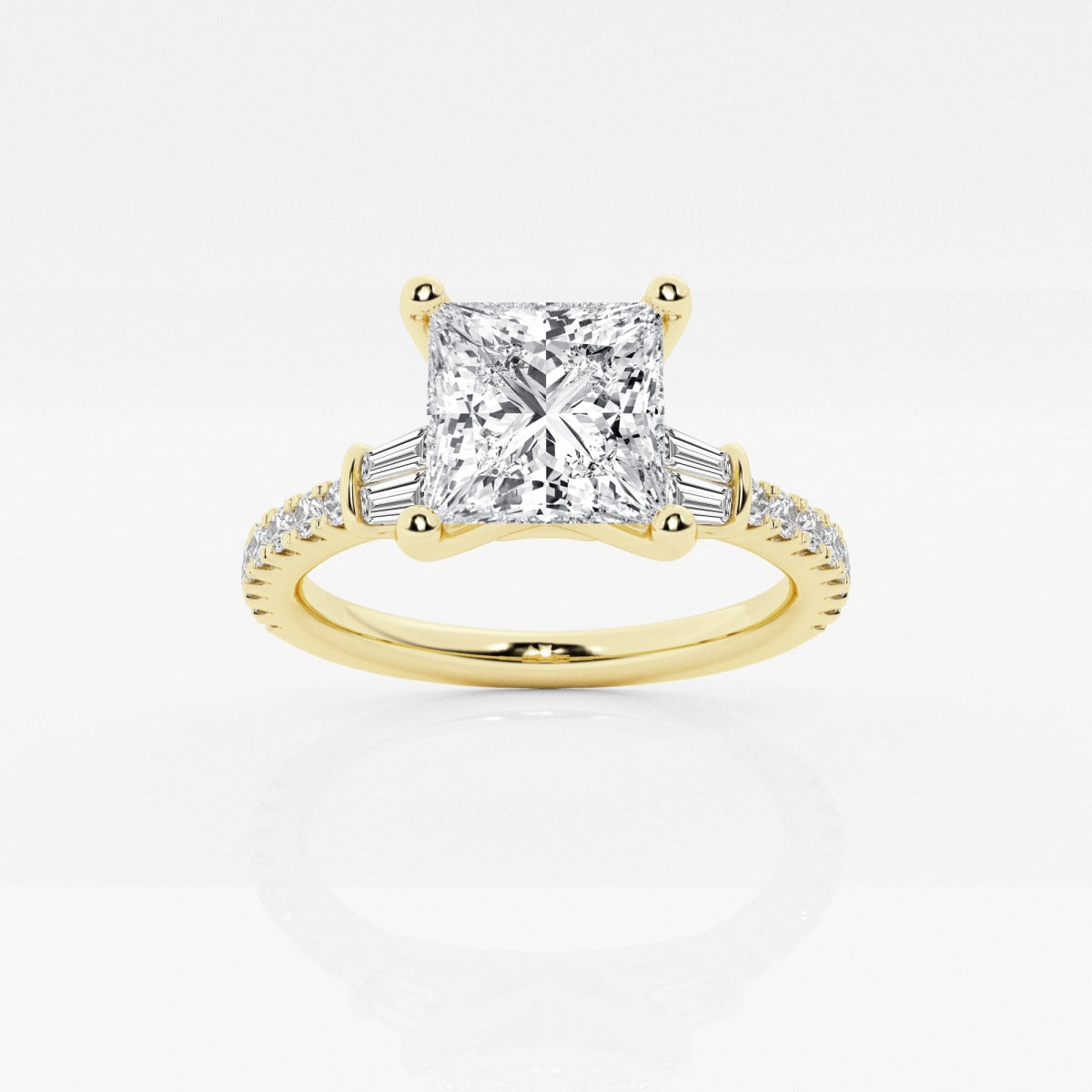 Naomi - Double Baguette Side Stones Engagement Ring