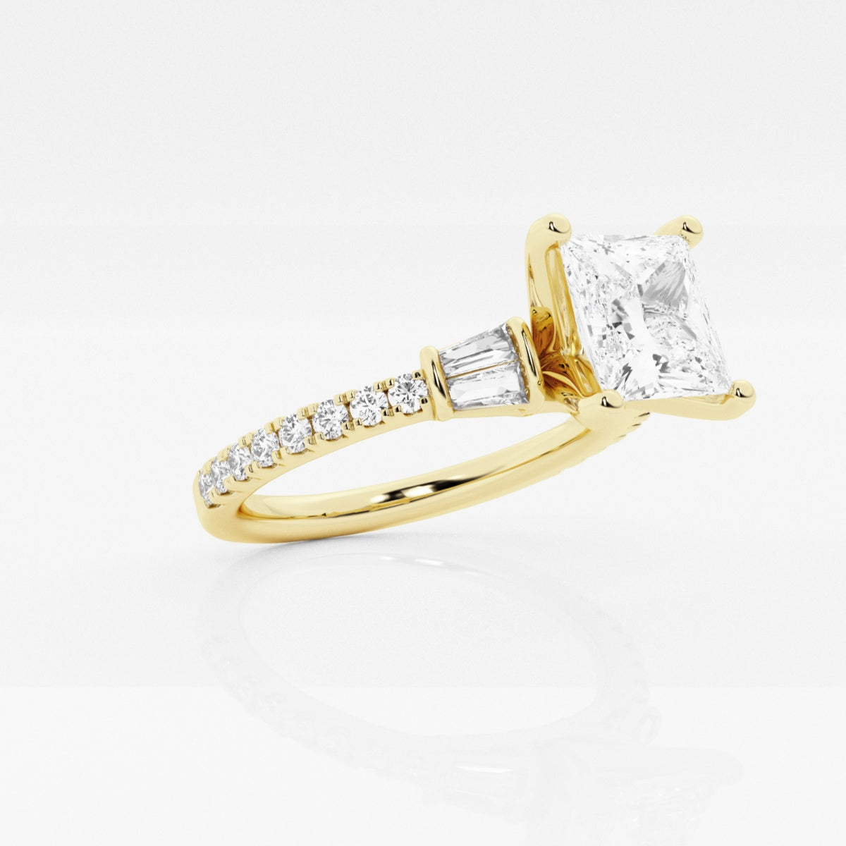 Naomi - Double Baguette Side Stones Engagement Ring