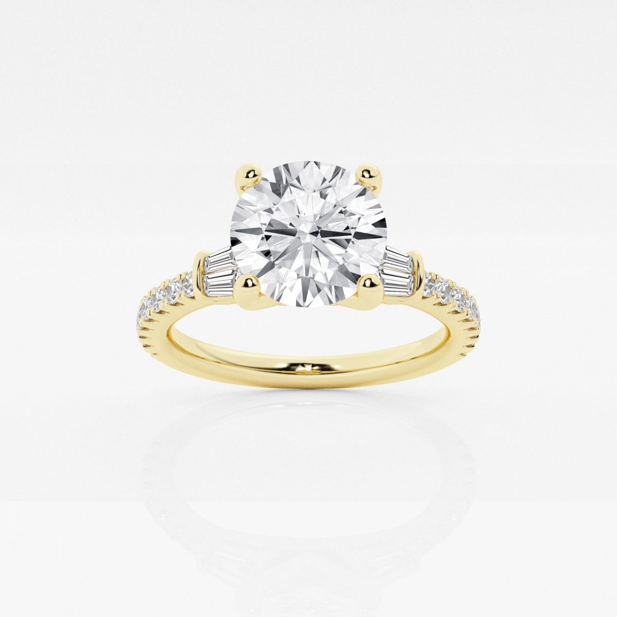 Naomi - Double Baguette Side Stones Engagement Ring