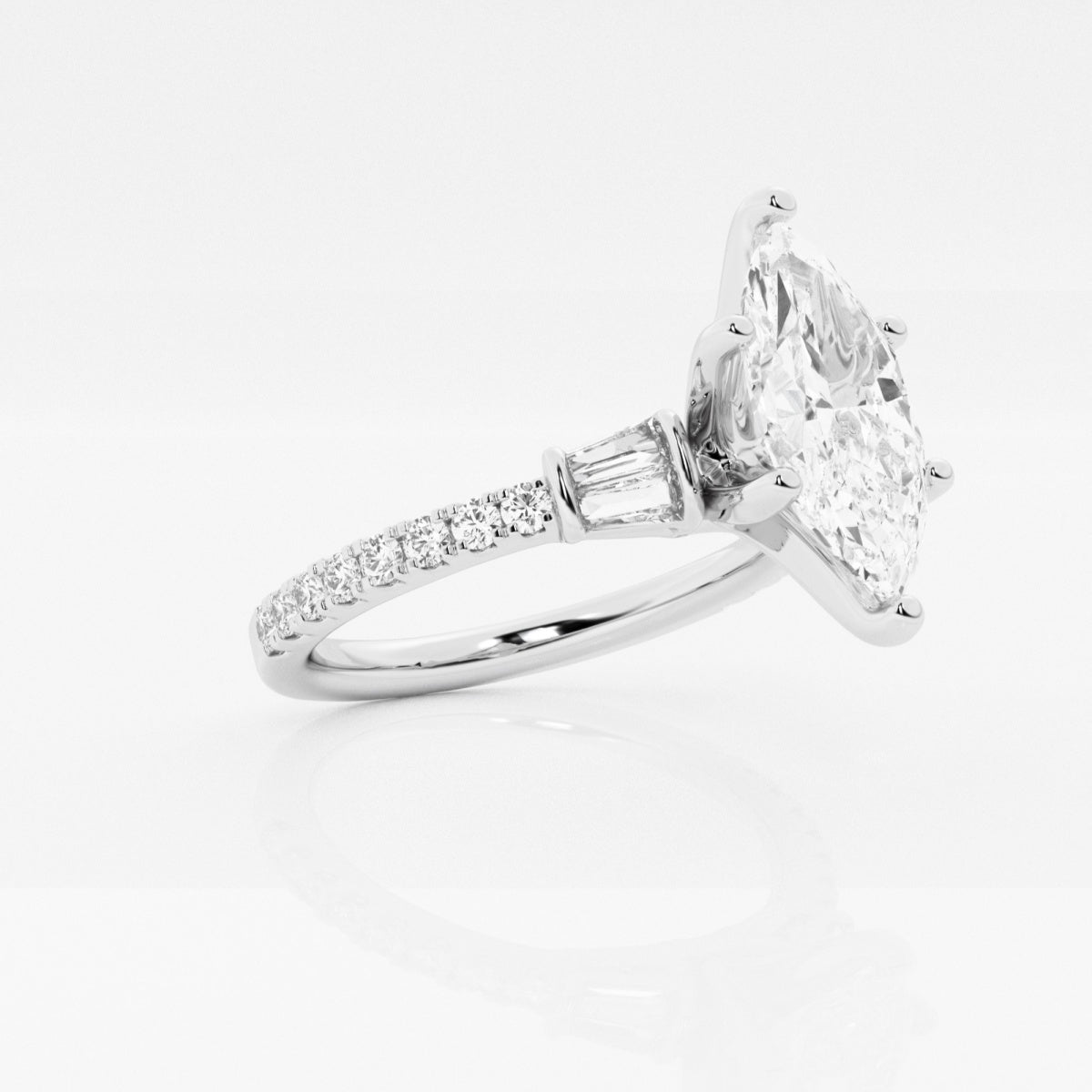 Naomi - Double Baguette Side Stones Engagement Ring