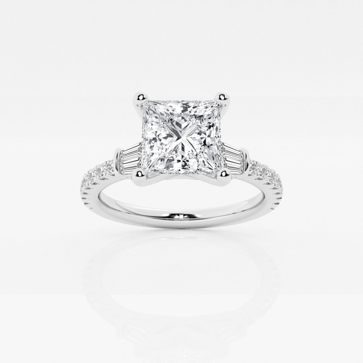 Naomi - Double Baguette Side Stones Engagement Ring