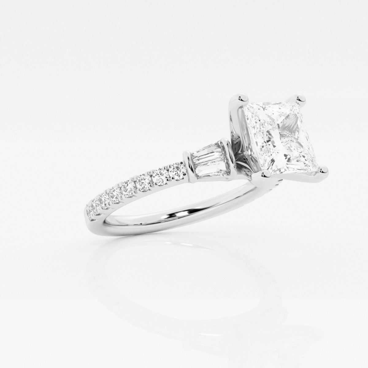 Naomi - Double Baguette Side Stones Engagement Ring