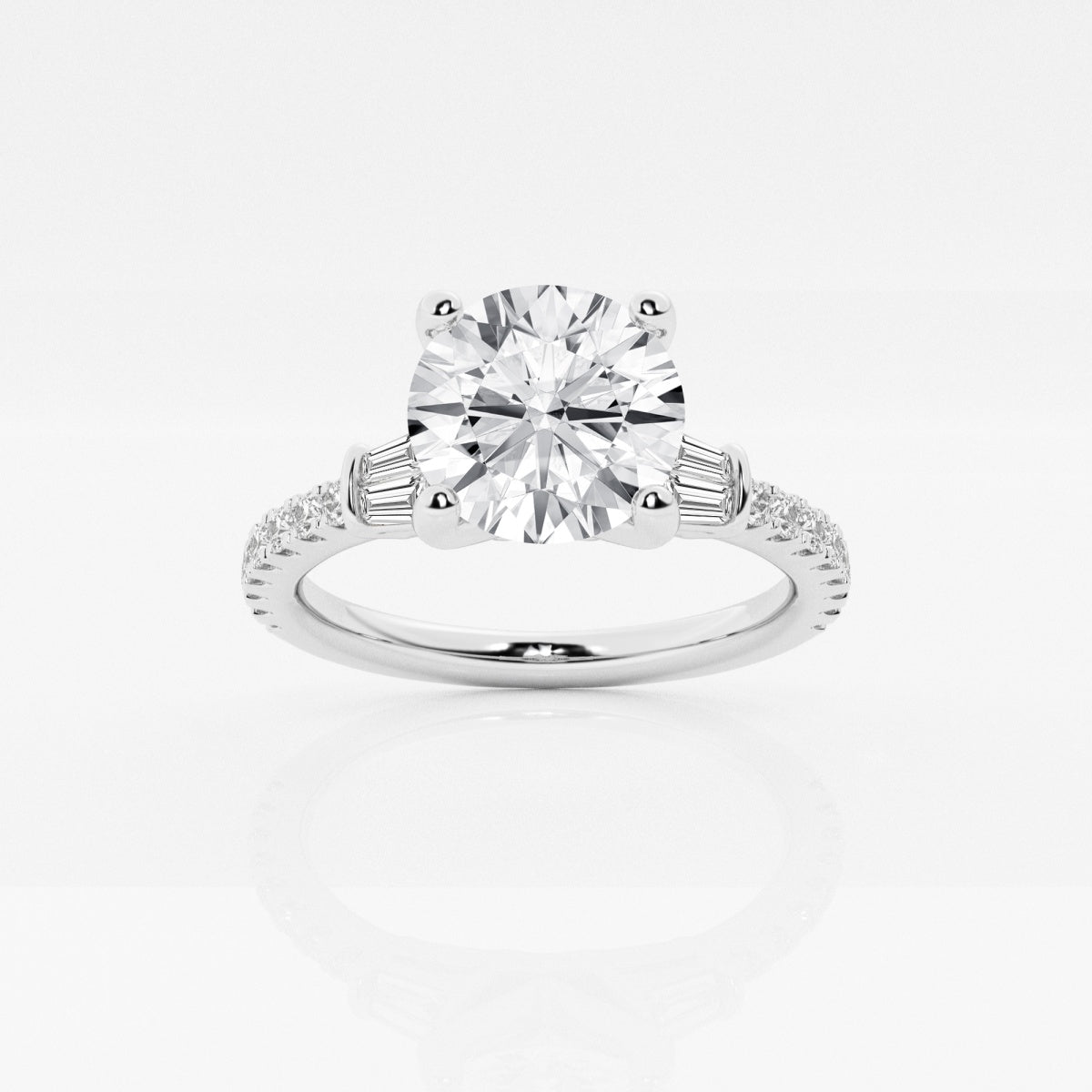 Naomi - Double Baguette Side Stones Engagement Ring