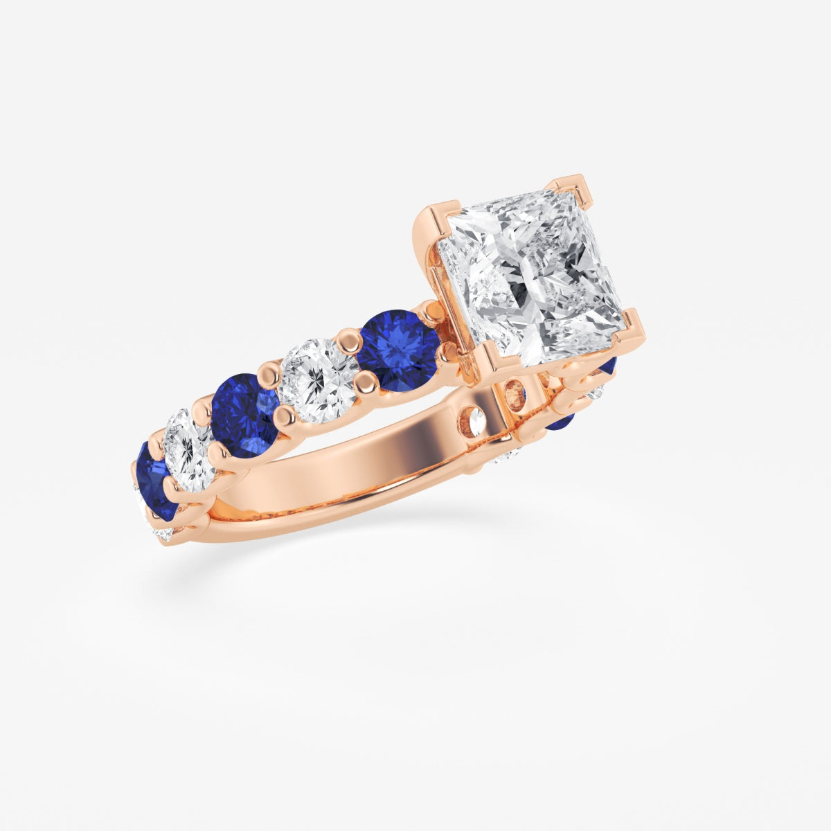 Nova - Sapphire & Princess Accents Engagement Ring