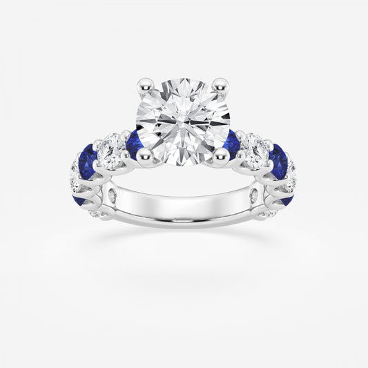 Nova - Sapphire & Princess Accents Engagement Ring