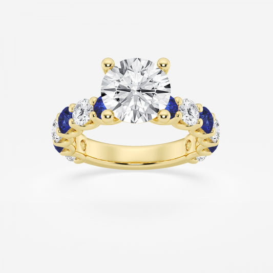 Nova - Sapphire & Princess Accents Engagement Ring