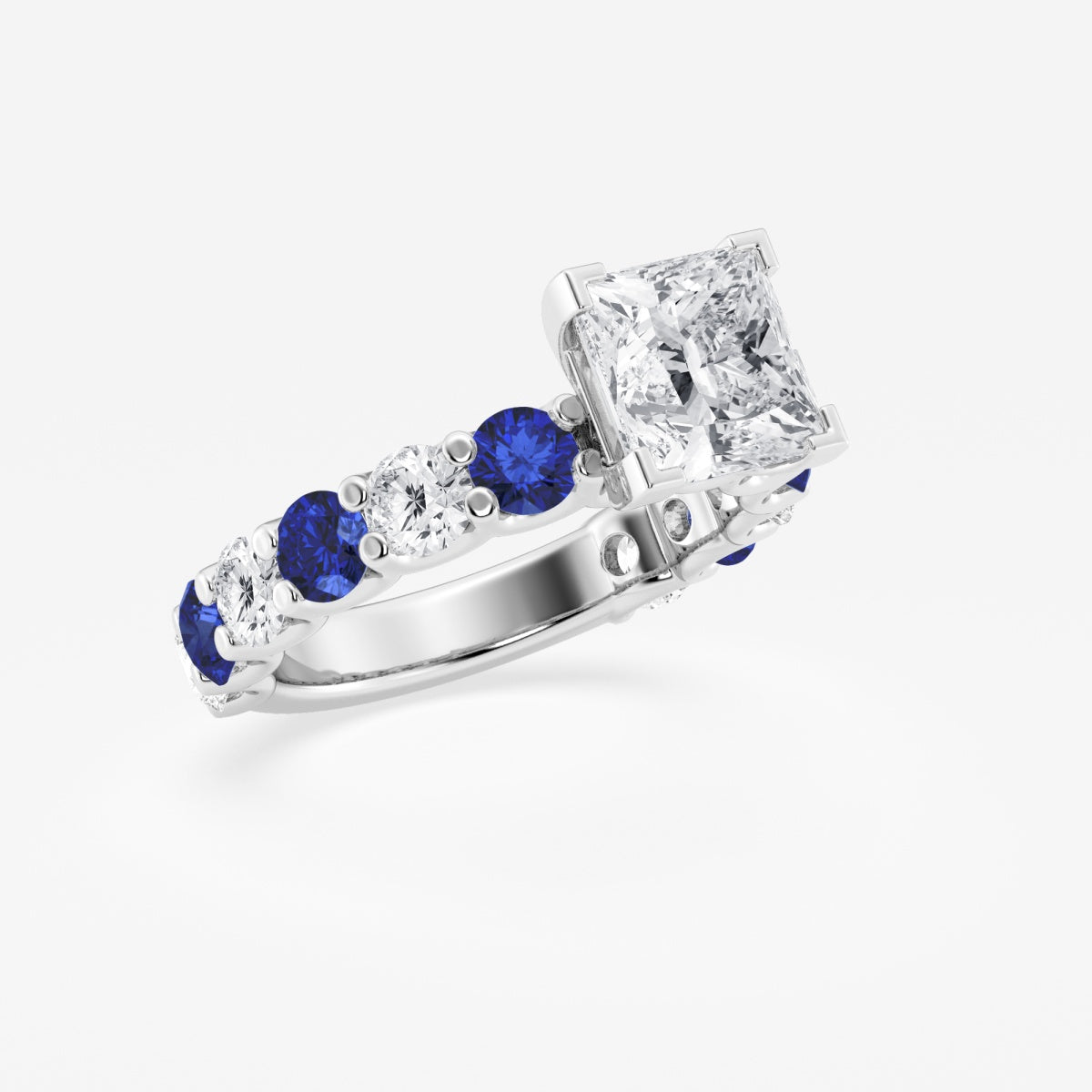 Nova - Sapphire & Princess Accents Engagement Ring