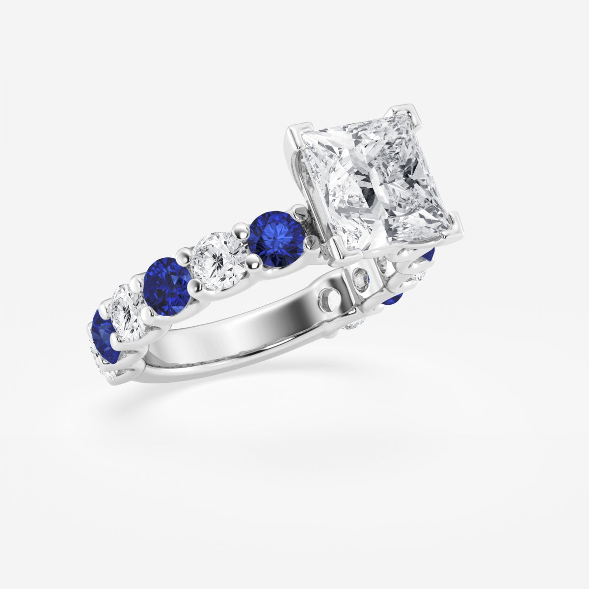 Nova - Sapphire & Princess Accents Engagement Ring