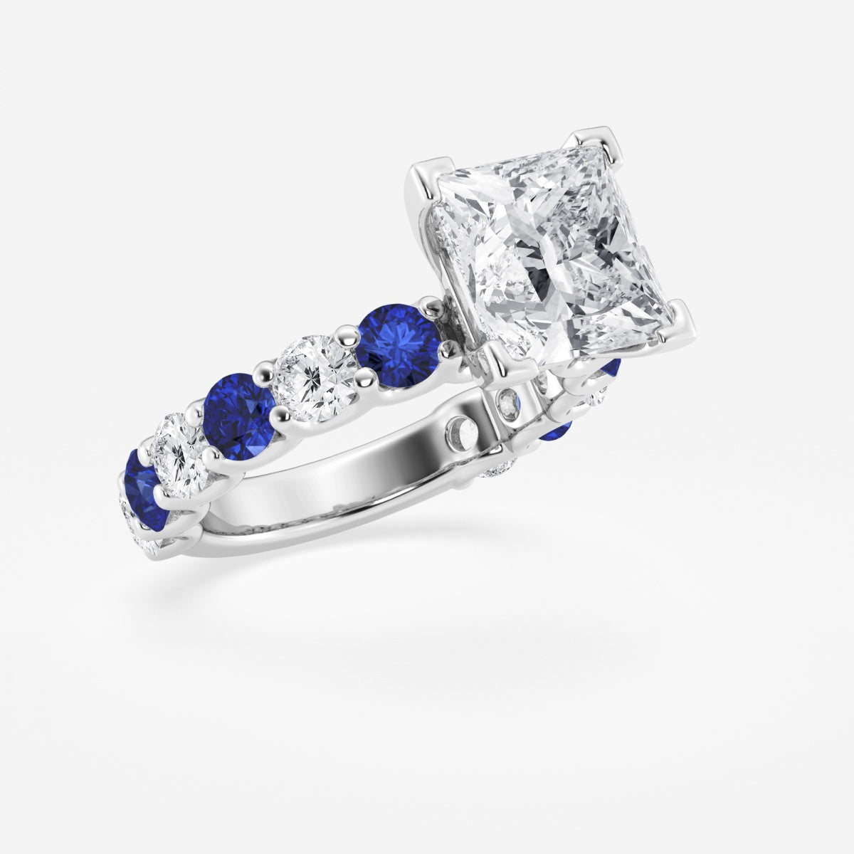 Nova - Sapphire & Princess Accents Engagement Ring